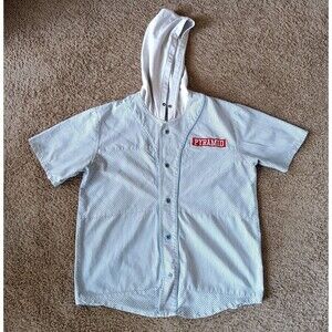 Black Pyramid Jersey Shirt Men's XL Striped Embroidered Button Up